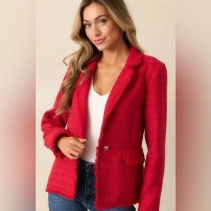 Fate Red Textured Women's Blazer